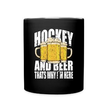 Hockey and beer saying funny - Full Colour Mug - black - Front
