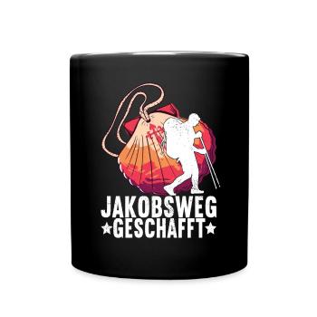 Jakobsweg Pilgern - Tasse einfarbig - Schwarz - Vorne