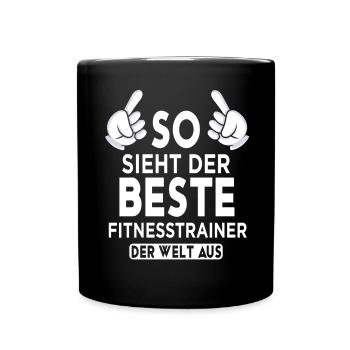 Fitnesstrainer Spruch - Tasse einfarbig - Schwarz - Vorne