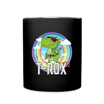 T-Rox Dino - Rock Musik - Tasse einfarbig - Schwarz - Vorne