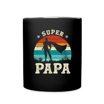 Super Papa Gift Superhero Father's Day - Full Colour Mug - black - Front
