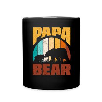 Bear Papa Fils Bébé Fille Fête des Pères - Mug uni - noir - Devant