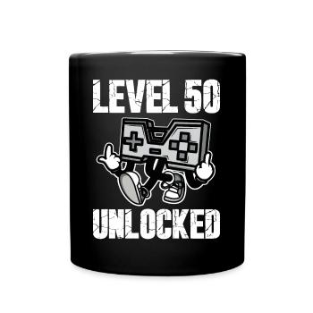 50 Birthday Level 50 Unlocked Anniversary 50 Years - Full Colour Mug - black - Front