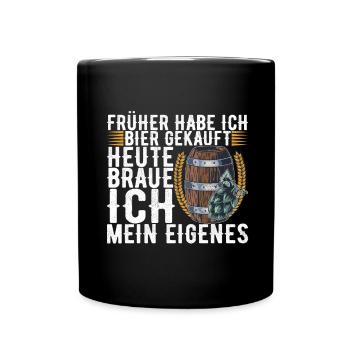 Bierbrauen Bierbrauer - Tasse einfarbig - Schwarz - Vorne