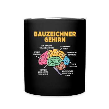 Bauzeichner - Tasse einfarbig - Schwarz - Vorne