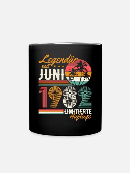 Juni 1982 Jahrgang geboren Geburtstag Retro - Tasse einfarbig - Schwarz