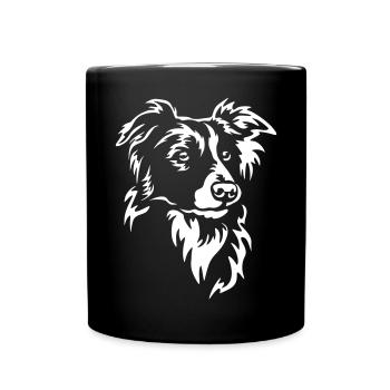 Border Collie Head "Black Edition" - Full Colour Mug - black - Front