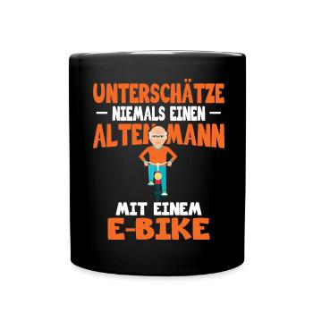 E-Bike E Bike E-Biker Biker Fahrrad Geschenk - Tasse einfarbig - Schwarz - Vorne