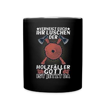Holzfäller Förster - Tasse einfarbig - Schwarz - Vorne