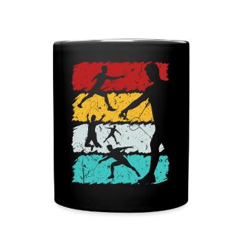 Vintage Badminton Spieler Männer Frauen Federball - Tasse einfarbig - Schwarz - Vorne