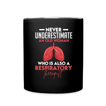 Respiratory Therapy Nurse Breathing Lungs - Full Colour Mug - black - Front