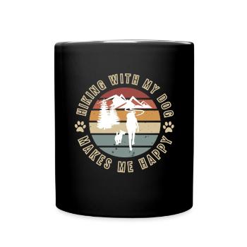 Hund Wandern Terrier Berge Geschenk - Tasse einfarbig - Schwarz - Vorne