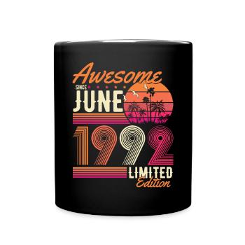 Juni 1992 Vintage Jahrgang Retro Geburtstag - Tasse einfarbig - Schwarz - Vorne