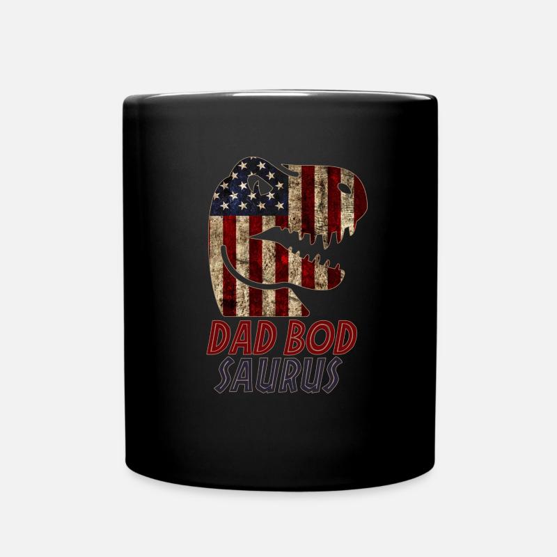 Patriotic Dad bod Dinosaur - Full Colour Mug - black