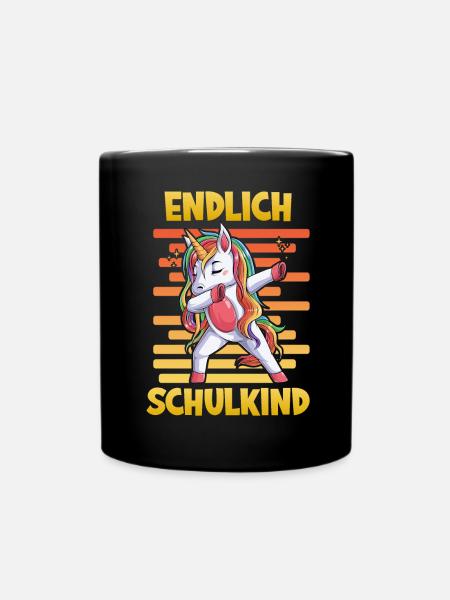 Endlich Schulkind Einhorn - Tasse einfarbig - Schwarz