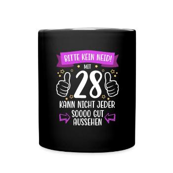 28 Geburtstag Mann Frau Lustig 28 Jahre - Tasse einfarbig - Schwarz - Vorne