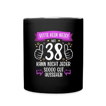 38 Geburtstag Mann Frau Lustig 38 Jahre - Tasse einfarbig - Schwarz - Vorne