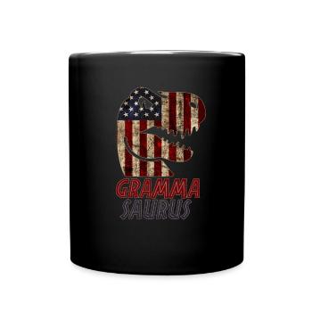 Patriotic Gramma Dinosaur - Full Colour Mug - black - Front