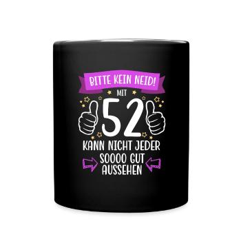52 Geburtstag Mann Frau Lustig 52 Jahre - Tasse einfarbig - Schwarz - Vorne