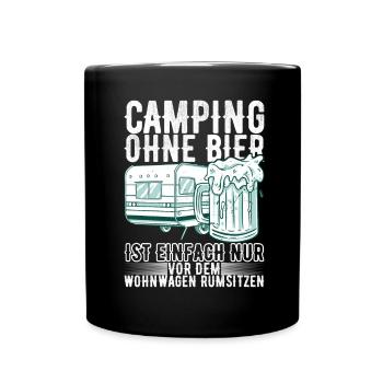 Camping Wohnmobil - Tasse einfarbig - Schwarz - Vorne