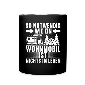 Camping Wohnmobil - Tasse einfarbig - Schwarz - Vorne
