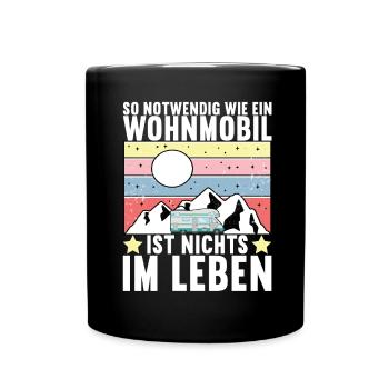 Camping Wohnmobil - Tasse einfarbig - Schwarz - Vorne