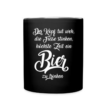 Bier trinken - Tasse einfarbig - Schwarz - Vorne