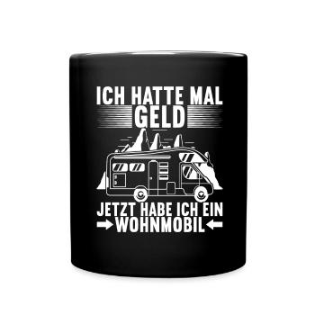 Camping Wohnmobil - Tasse einfarbig - Schwarz - Vorne