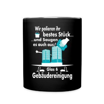 Glas & Gebäudereinigung - Tasse einfarbig - Schwarz - Vorne