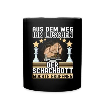 Schach Schachspieler - Tasse einfarbig - Schwarz - Vorne