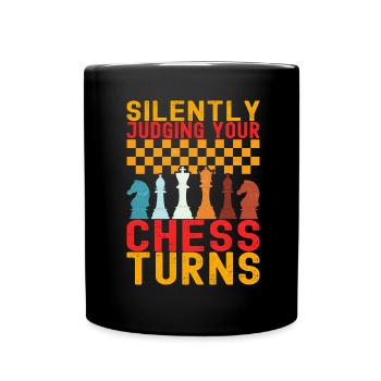 Schach Schachspieler - Tasse einfarbig - Schwarz - Vorne