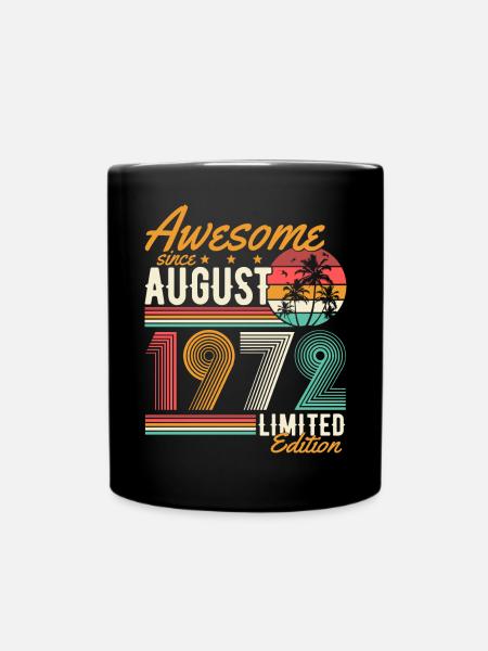 Août 1972 Born Birthday Retro - Mug uni - noir