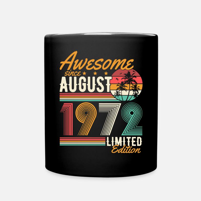 Août 1972 Born Birthday Retro - Mug uni - noir