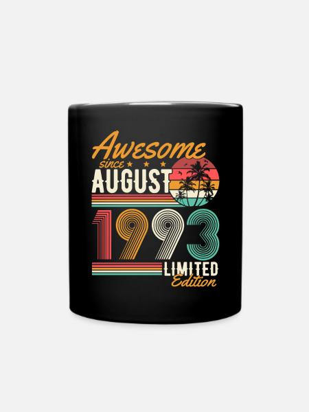 August 1993 Jahrgang geboren Geburtstag Retro - Tasse einfarbig - Schwarz