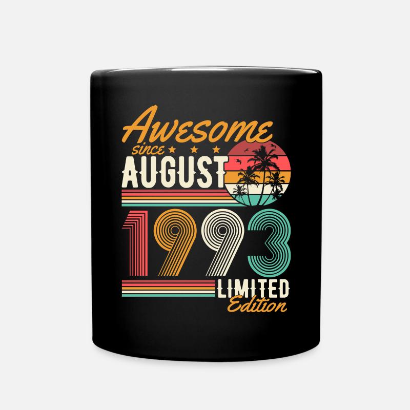 August 1993 Jahrgang geboren Geburtstag Retro - Tasse einfarbig - Schwarz