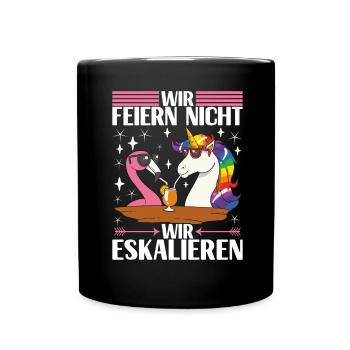 Saufen Party Alkohol Wein - Tasse einfarbig - Schwarz - Vorne
