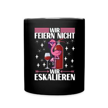 Saufen Party Alkohol Wein - Tasse einfarbig - Schwarz - Vorne