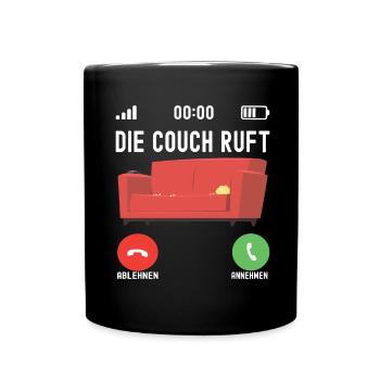 Faulheit Faulenzer Langschäfer Couch - Tasse einfarbig - Schwarz - Vorne