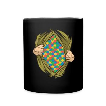 Autistic Autism Autistic - Full Colour Mug - black - Front