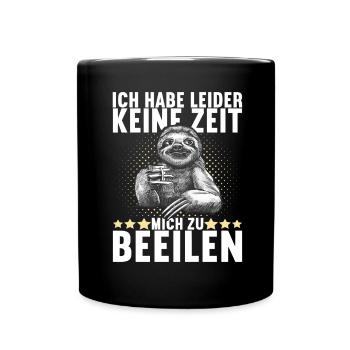 Faultier Faulenzer Faulheit Langschläfer - Tasse einfarbig - Schwarz - Vorne