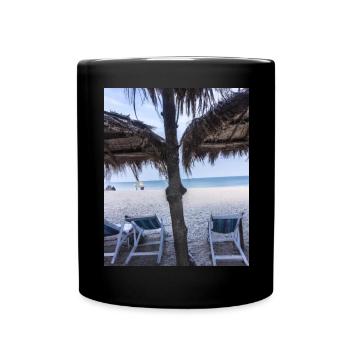 Vacances à la plage - Mug uni - noir - Devant