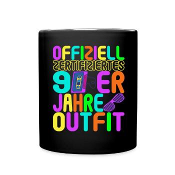 90er Party 90er Jahre - Tasse einfarbig - Schwarz - Vorne