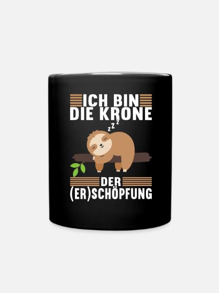 Faultier Spruch Müdigkeit - Tasse einfarbig - Schwarz
