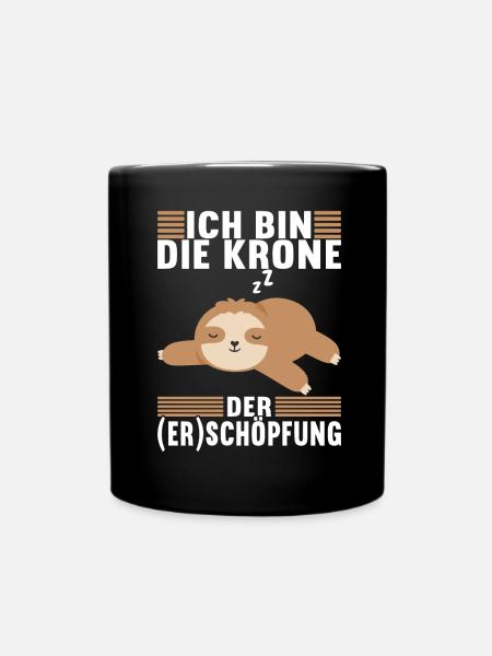 Faultier Spruch Müdigkeit - Tasse einfarbig - Schwarz