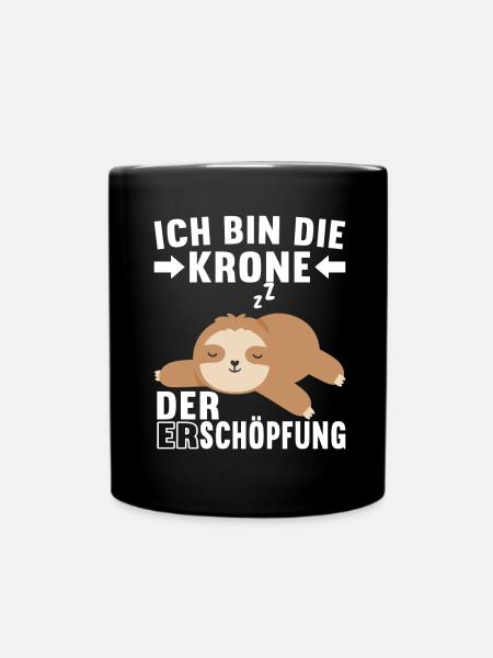 Faultier Spruch Müdigkeit - Tasse einfarbig - Schwarz
