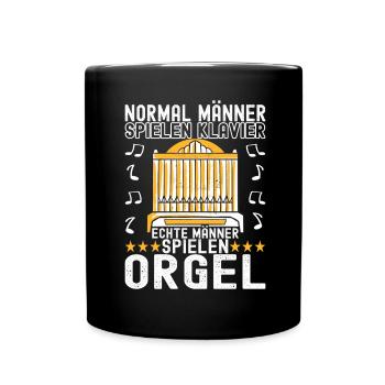 Orgel Organist Orgelspieler - Tasse einfarbig - Schwarz - Vorne