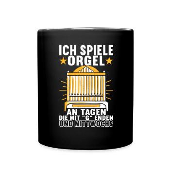 Orgel Organist Orgelspieler - Tasse einfarbig - Schwarz - Vorne