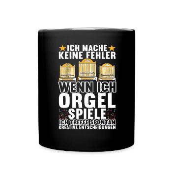 Orgel Organist Orgelspieler - Tasse einfarbig - Schwarz - Vorne