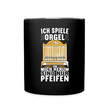 Orgel Organist Orgelspieler - Tasse einfarbig - Schwarz - Vorne