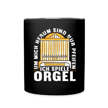 Orgel Organist Orgelspieler - Tasse einfarbig - Schwarz - Vorne